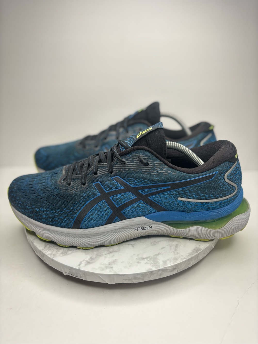 Size 11.5- ASICS Gel-Nimbus 24 running shoes in the "Black/Lake Drive